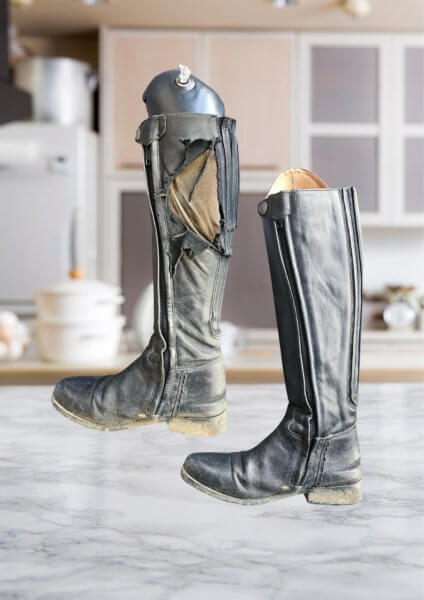 Bottes cuir avant/après